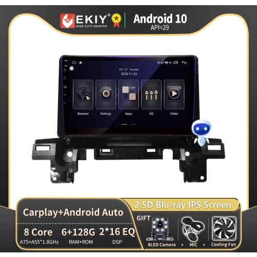 EKIY 6+128G Autoradio Android 10 For Mazda CX5 2018+ Car Radio Multimedia Blu-ray 1280*720P IPS Screen Navigation GPS BT no 2din