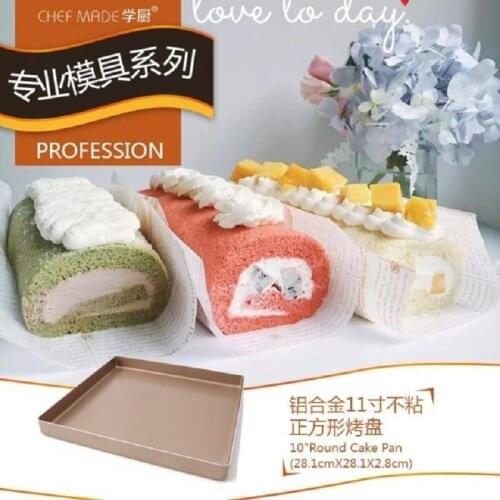 11 inch Champagne Golden Square non-stick Cake Baking Pan Cake Roll Nougat Biscuit Tray Cake Baking Mould Kitchen Accessories