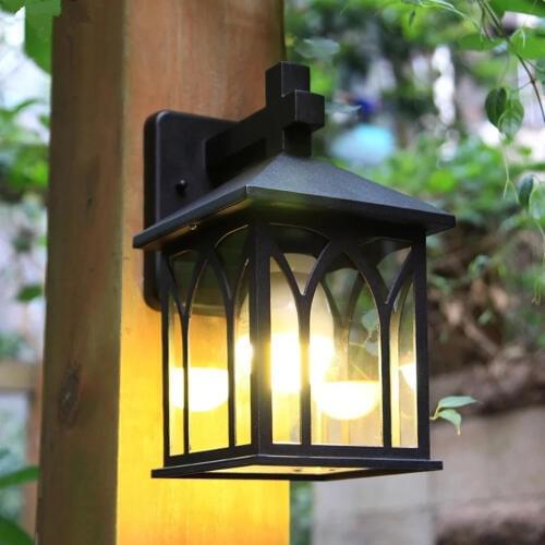 HAWBOIRRY European outdoor LED lighting balcony waterproof rust wall lamp garden villa classic retro corridor lights