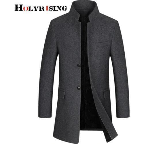 Holyrising mens woolen coat windbreaker jacket 2019 winter high quality wool thicked trench coat mens wool jacket 18961-5