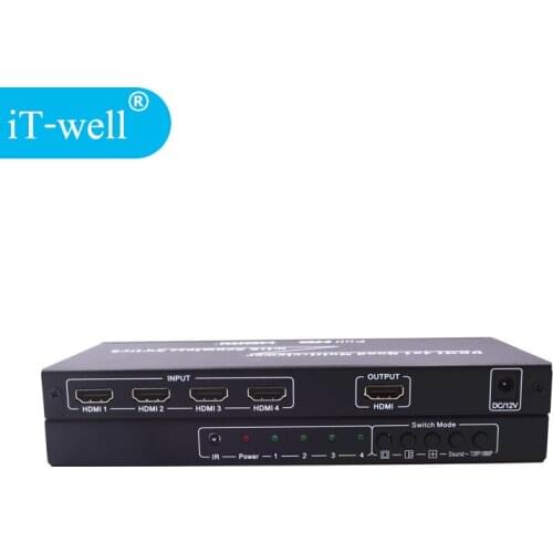 IT-well HDMI 4x1 switch Quad multi view HD screen real-time splitter seamless switcher with infrared control supports 5 modes