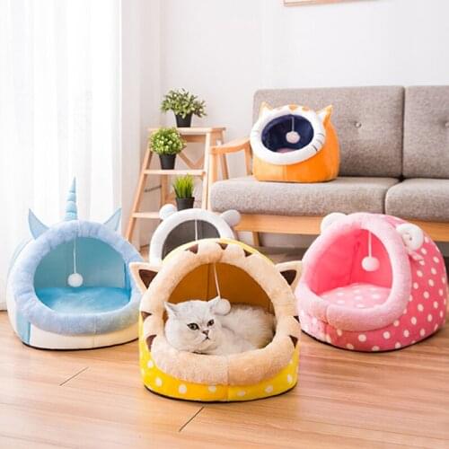 Cat Bed Pet Plush Cat Bed House Soft Cat Bed Mat Kennel Winter Puppy Warm Sleeping Blanket Portable Cat Supply
