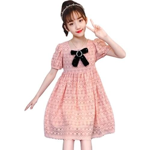 Summer Dresses For Girls Big Bow Party Dress For Girls 2021 Kid Dress Lace Floral Childrens Costumes For Girls