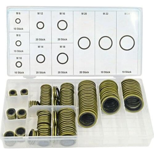 Mayitr 150pcs/Box M6-M24 High Press Hydralic Rubber Oil Pip Bonded Washer Metal Drain Plug Gasket Fit Combined Sealing Ring