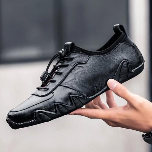 Mens Comfort Casual Shoes Sneakers Breathable Flat Shoes Moccasins Driving Shoes Slip-on Loafers Split Leather Boat Shoes