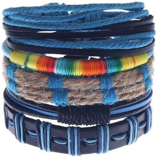 Mens Leather Bracelet Set Mens Multilayer Wrap Woven Leather Bracelet Adjustable 39 Style Choices