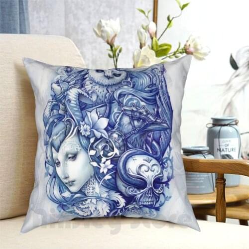 Fables Pillow Case Printed Home Soft DIY Pillow cover Fables Animals Tale Story Elf Elven Owl Mouse Crow Traditional Tattoo