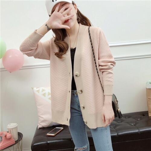 New Fashion Spring 2021 Women Sweaters Cardigans Casual Warm Long Design Female Knitted Sweater Coat Cardigan Sweater Lady