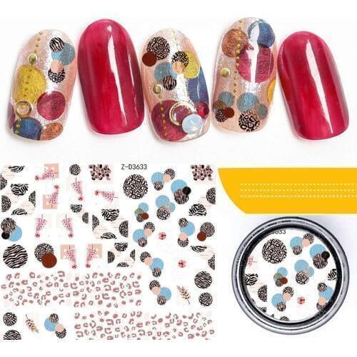 Newest Z-D3633 color dots pattern 3D nail sticker back glue nail decals Japan Korea type DIY decoration for nail wraps