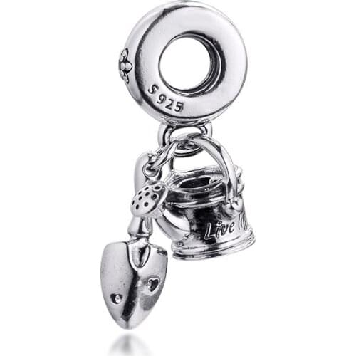 Watering Can & Trowel Dangle Charm for 2021 Bracelets Women Wholesale Beads DIY S925 Sterling Silver Free Shipping Pendant
