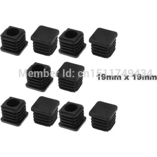 19mm x 19mm Plastic Square Tube Inserts End Blanking Caps Black 100 Pcs