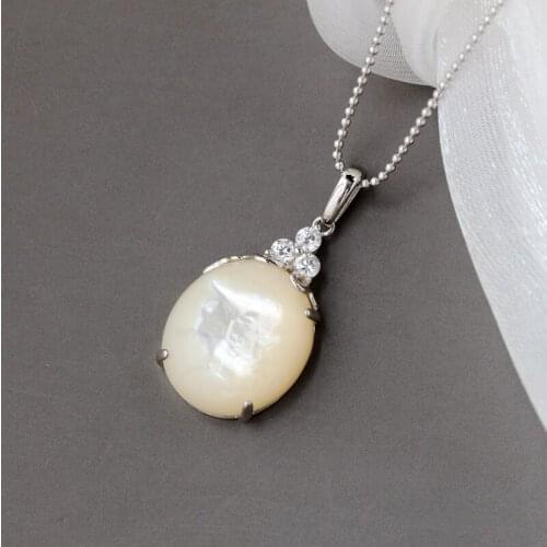 Authentic 925 Sterling Silver Pendant Inlaid Natural Pearl Shellfish Fashion Lady Silver Ornament High Quality Jewelry Gift