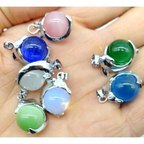 Natural stone tiger eye lapis tiger eye Quartz crystal Opal charms pendants for diy jewelry making necklace Accessories 24pcs