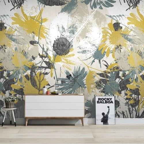 Custom Photo Wallpaper 3D Modern Abstract Plant Flower Leaf Wall Covering Sunflower Bedroom Living Room Mural Papel De Parede 3D