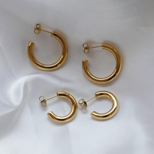 Joolim High Quality PVD Gold Finish Stainless Steel Basic Hoop Earrings Trendy Jewelry 2021