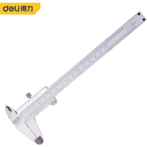 Deli Stainless Steel Vernier Caliper Hardened Metric/Inch Machinist Thickness Guage Micrometer High Precision Measuring Tool