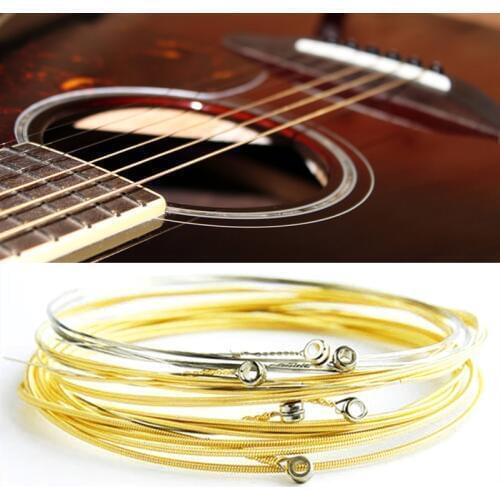 6pcs/set Universal Acoustic Guitar String Brass Hexagonal Steel Core Strings for Musical Instruments Guitars Strings Guitar Part