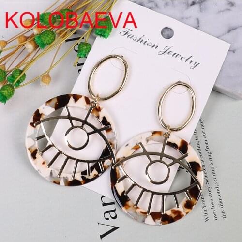Round Eye Jewelry Acrylic Drop Earrings Punk Women Fashion Boho Retro Golden Earrings Leopard print Penientes Geometric Earrings