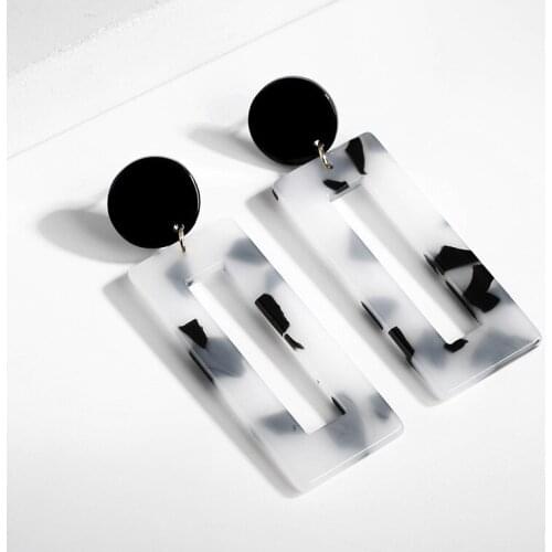 8Seasons Fashion Jewelry Acrylic Stud Earrings For Women Leopard print Geometry Big Square Earrings Acetate Brincos Gift,1 Pair