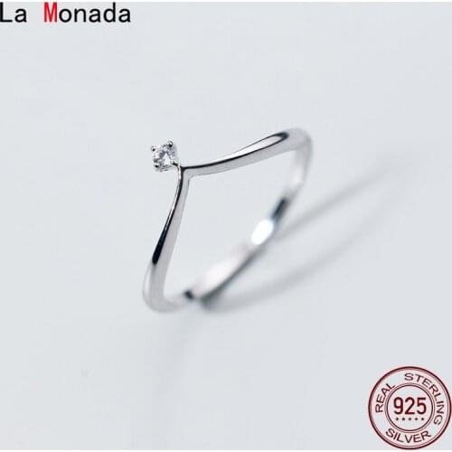 La Monada 54-59mm Resizable 925 Silver Rings For Women Real Silver 925 Woman V Adjustable Ring Fine Luxury Jewelry Silver