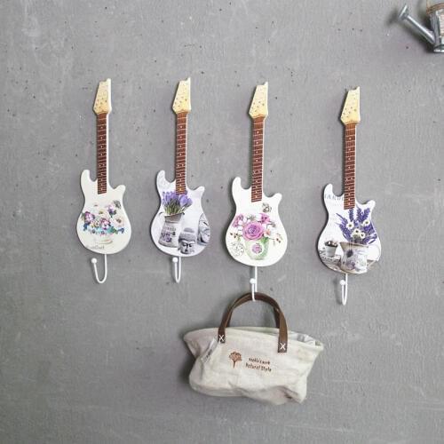 1PC Classical Guitar Shaped Wall Hanging Decoration Hook Iron Coat Hooks Wall Cap Clothes Hanger ME 017