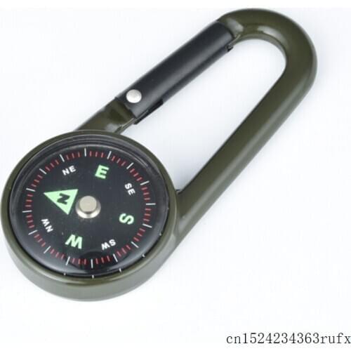 100Pcs Multifunctional Compass Carabiner Keychain Hiking Plastic Mini Compass Outdoor Camping Hanging Ring Compass