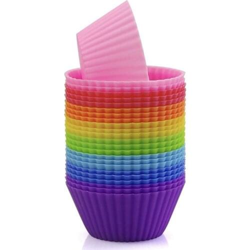 New 12 pcs Silicone Cake Cupcake Cup Cake Tool Bakeware Baking Silicone Mold Cupcake and Muffin Cupcake for DIY by Random Color