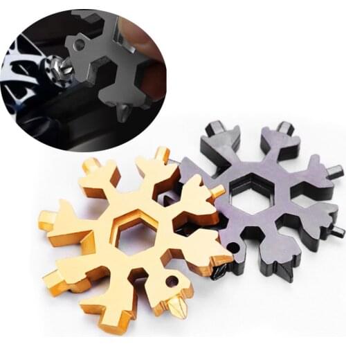 18 In 1 Snowflake Snow Wrench Tools Outdoor Hike Wrench Key Ring Pocket Multipurpose Camp Survive Hand Tools Repair Multi-tool
