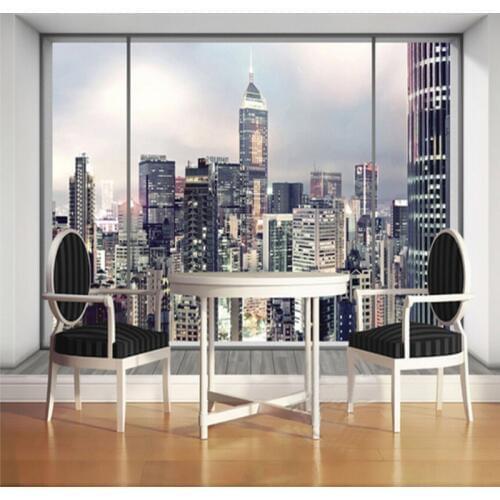 Customized Size 3D Window New York City Landscape Wallpaper for Bedroom Living Room Interior Art Decor Photo Mural Wallpaper