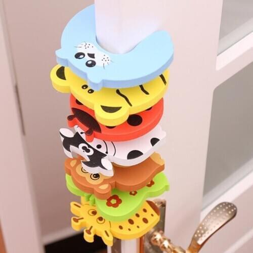 5pcs/set Safety Protection Safety Cute Animal Security Card Door Stopper Baby Newborn Care Child Lock Protection For Children