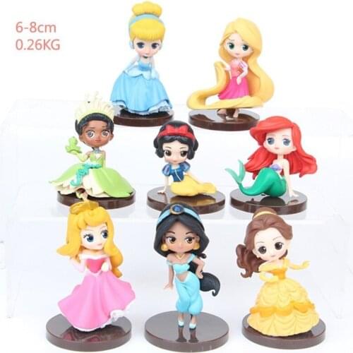 8PCS Disney Cartoon Frozen Mermaid Princess Decoration Cute Girl Gift Cake Decoration Happy Birthday Cake Topper Cupcake Toppers
