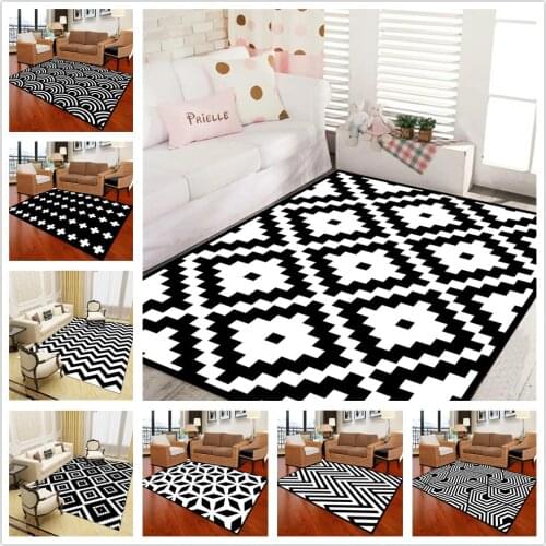 Nordic Geometric Area Rug Black White Kids Play Carpets Bedroom Kitchen Rug Doormat Home Decor Rug Carpet for Living Room