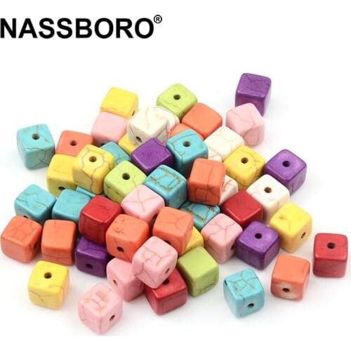 8mm Chinese Cube Natural Stone Beads Square Spacer Loose Beads for Jewelry Bracelets Pendants Making DIY Accessories