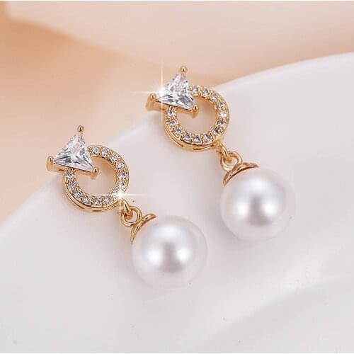 DE142 Fashion Refined Grace 4A Zircon Geometric Eardrop Girlfriend Gift Party Banquet Woman Jewelry Earrings 2021
