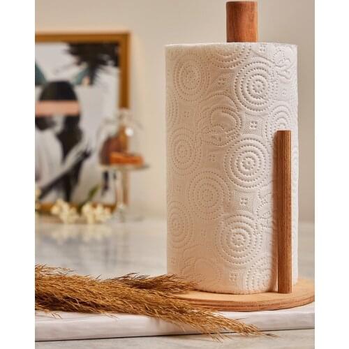 Wooden Cylinder Towel Paper Holder Napkin Roll Holder Stand Kitchen Decoration Practical Gadget Home Storage Accessory Style
