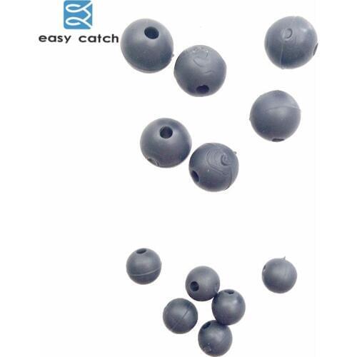 Easy Catch 50pcs Diameter 5mm 7mm Soft Carp Fishing Beads Rubber Dark Grey Round Floating Rig Beads Carp Fishing Accessories