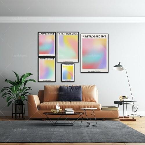 Canvas Gradient Posters Soft Gradients Retro Aesthetics Holography Medieval Modern Colors Psychedelic Abstract Wall Art Decor