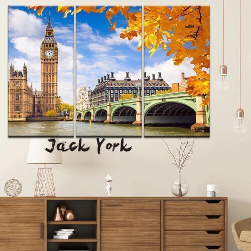 Canvas Painting Autumn london landscape 3 Pieces Wall Art Painting Modular Wallpapers Poster Print for living room Home Decor