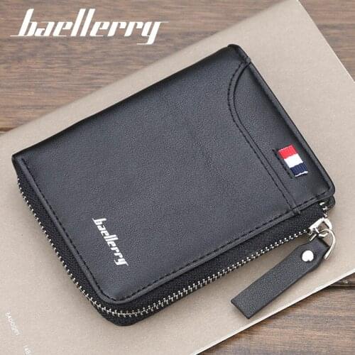 Baellerry Mini Money Bags for Male Men Short Wallet Coin Pocket Card Holder Stitching Leather Bag Vintage Purse billetera hombre