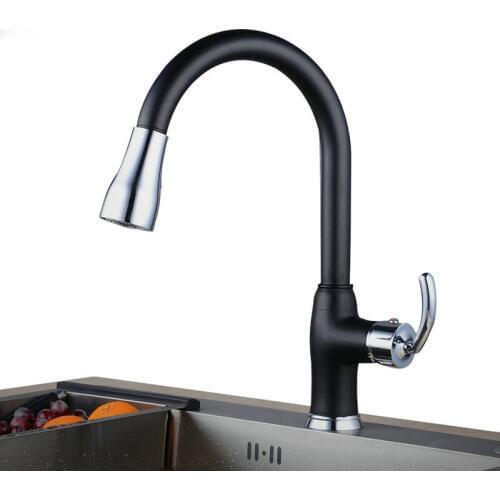 Kitchen Sink Faucet Black/Nicke/Chrome Brass Kitchen Faucet Pull Out Spring Spout Mixer Tap Single Handle Hot & Cold Swivel Taps
