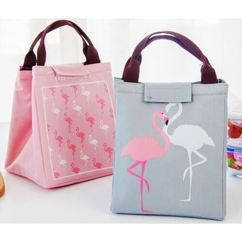 Fashion Portable lunch bag for women cartoon kids bento cooler bags flamingo thermal breakfast food box picnic travel