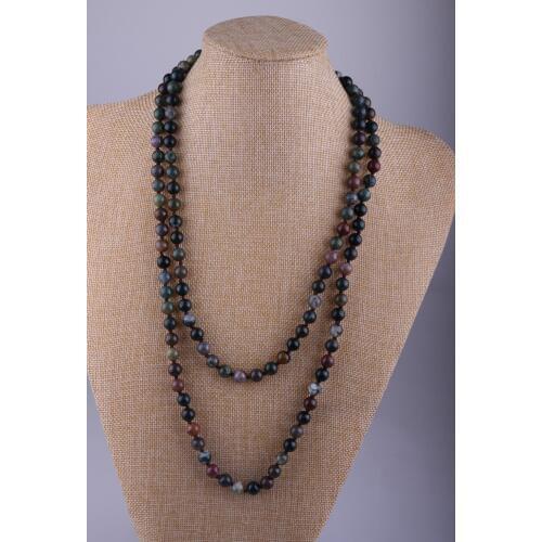 MOODPC Free Shipping Fashion Long Knot Beads Halsband India Agat Natural Stones Necklace Handmade Women Jewelry