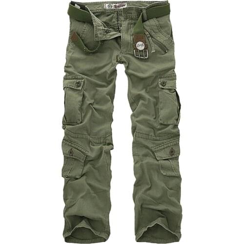 Mens Camouflage Casual Pants Straight Trousers Multi-Ppocket Outdoor Loose Plus Size Ooveralls Military Safari Style Pants Man