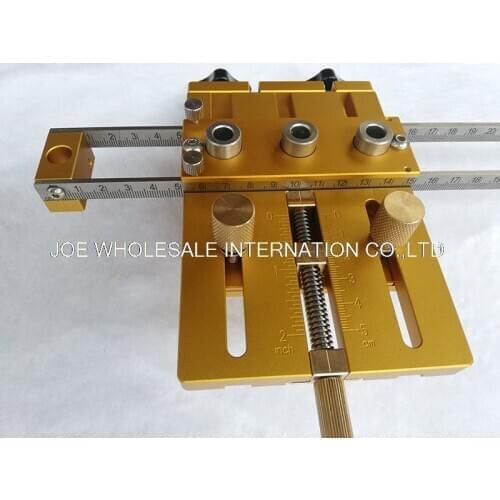 New Woodworking Joinery High Precision Dowel Jigs Kit,Knob adjustment 3 in 1 Drilling locator,woodworking tool