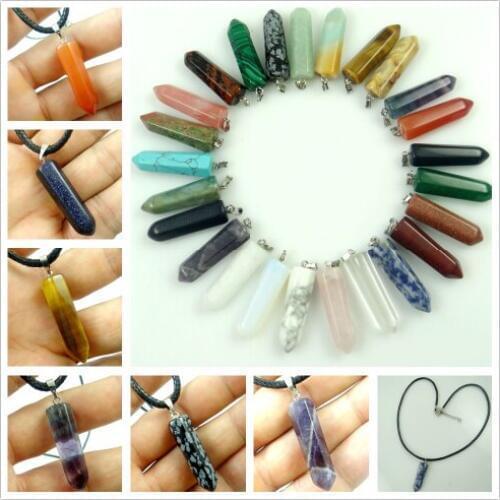 Natural Pendant with Mixed natural stone Hexagon Pendant Necklace Gem Loose Beads F44