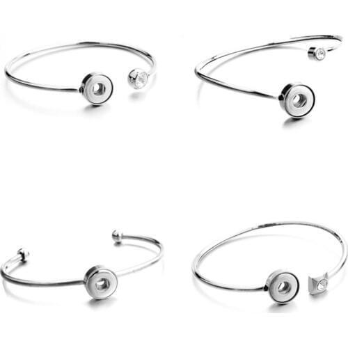 Newest Snap Bracelet Fit 12mm Snap Button Jewelry Real Stainless Steel Cuff Crystal Bracelet Unisex DIY Jewelry Gift