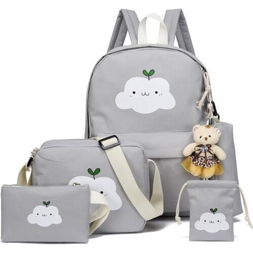 2021 New Fashion Nylon Backpack Schoolbags School For Girl Teenagers Casual Children Travel Bags Rucksack Cute Cloud Printing