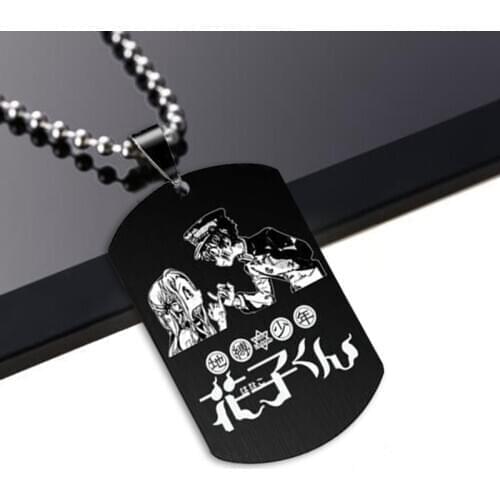 Toilet Bound Hanako Kun Necklace Anime Jibaku Shounen Hanako Kun Black Stainless Steel Black Tag Pendants Necklaces Jewelry Gift