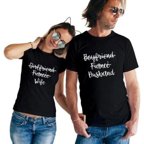 Boyfriend Fiance Husband Girlfriend Fiance Wife Printing Couple Clothes Lovers Tee Shirt Summer Matching Couples Tops Clothes