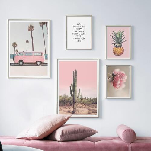Landscape Canvas Poster Nordic Decoration Bus Cactus Pienapple Wall Art Print Painting Decorative Picture Scandinavia Home Decor
